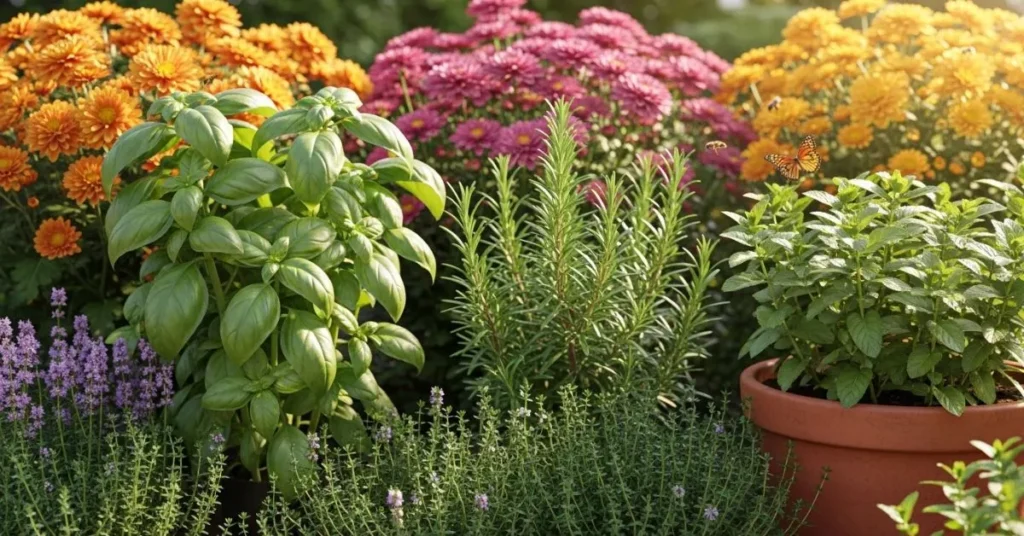 Herbs as the Best Companion Plants for Chrysanthemums