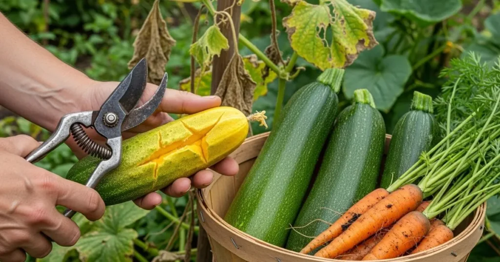 Common mistakes harvesting vegetables overripe cucumber dull tools