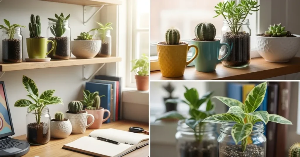 Indoor DIY Gardening with Jars and Mugs